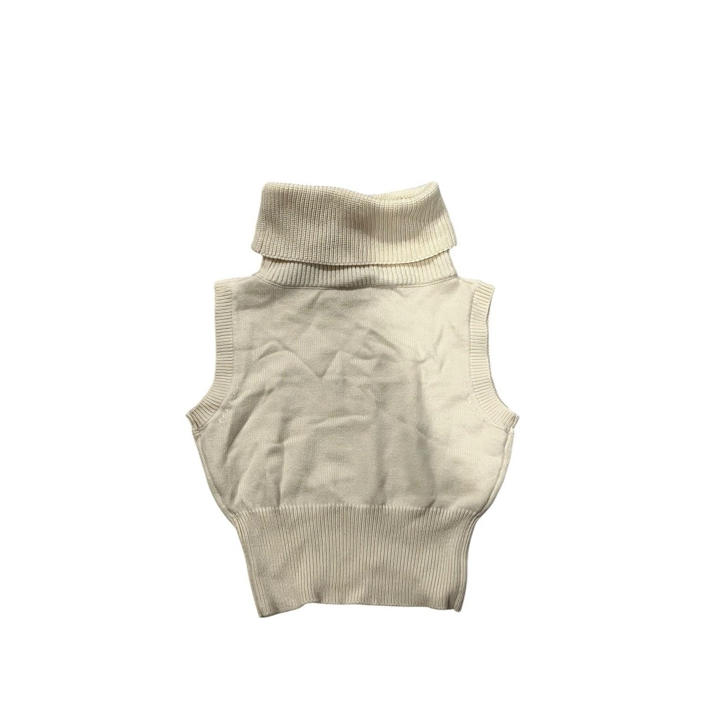 ZARA Sleeveless Turtleneck Ivory Cropped Knit Sweater Womens Medium NWT - Picture 3 of 4